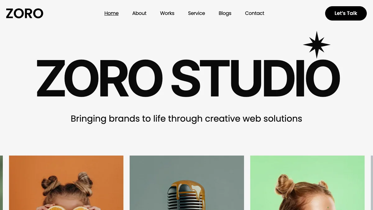 Screenshot of the Zoro theme homepage