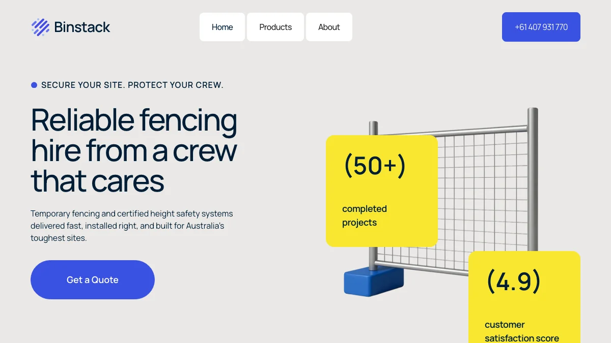 Screenshot of the Binstack theme homepage