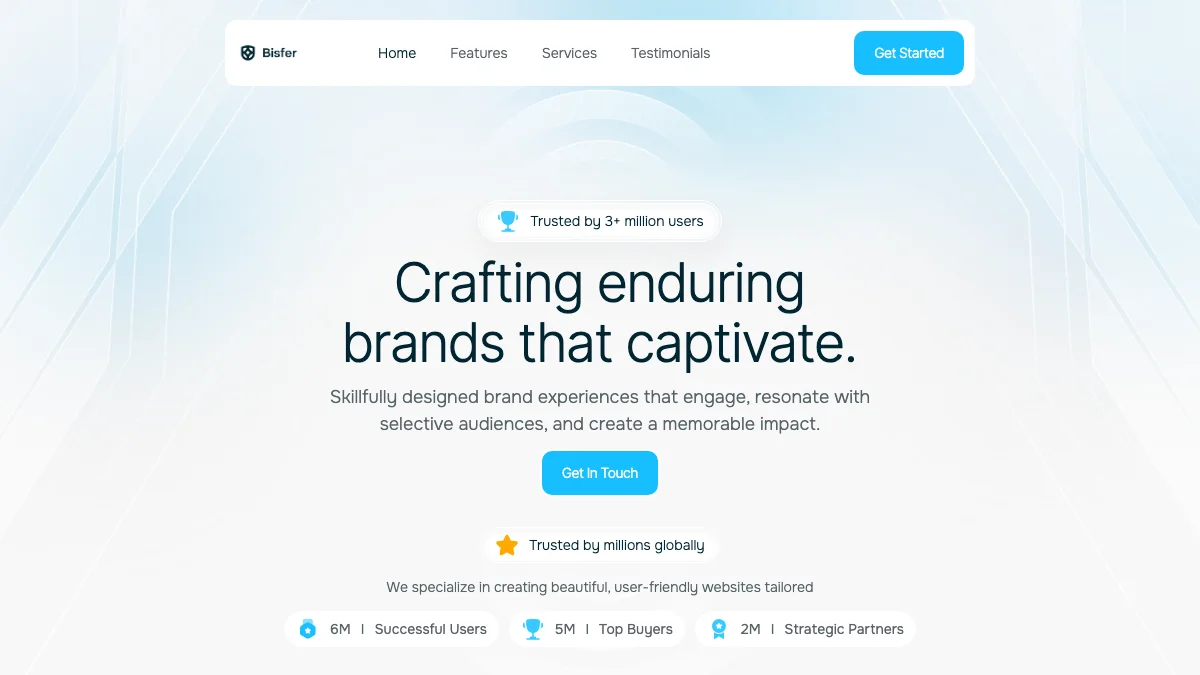 Screenshot of the Bisfer theme homepage