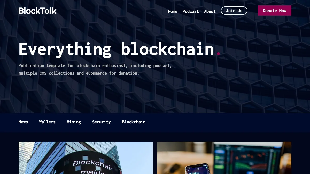 Screenshot of the BlockTalk theme homepage