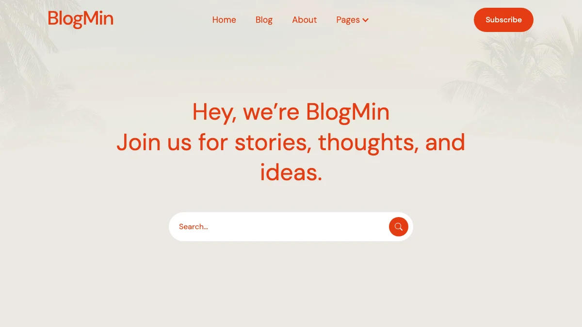 Screenshot of the BlogMin theme homepage