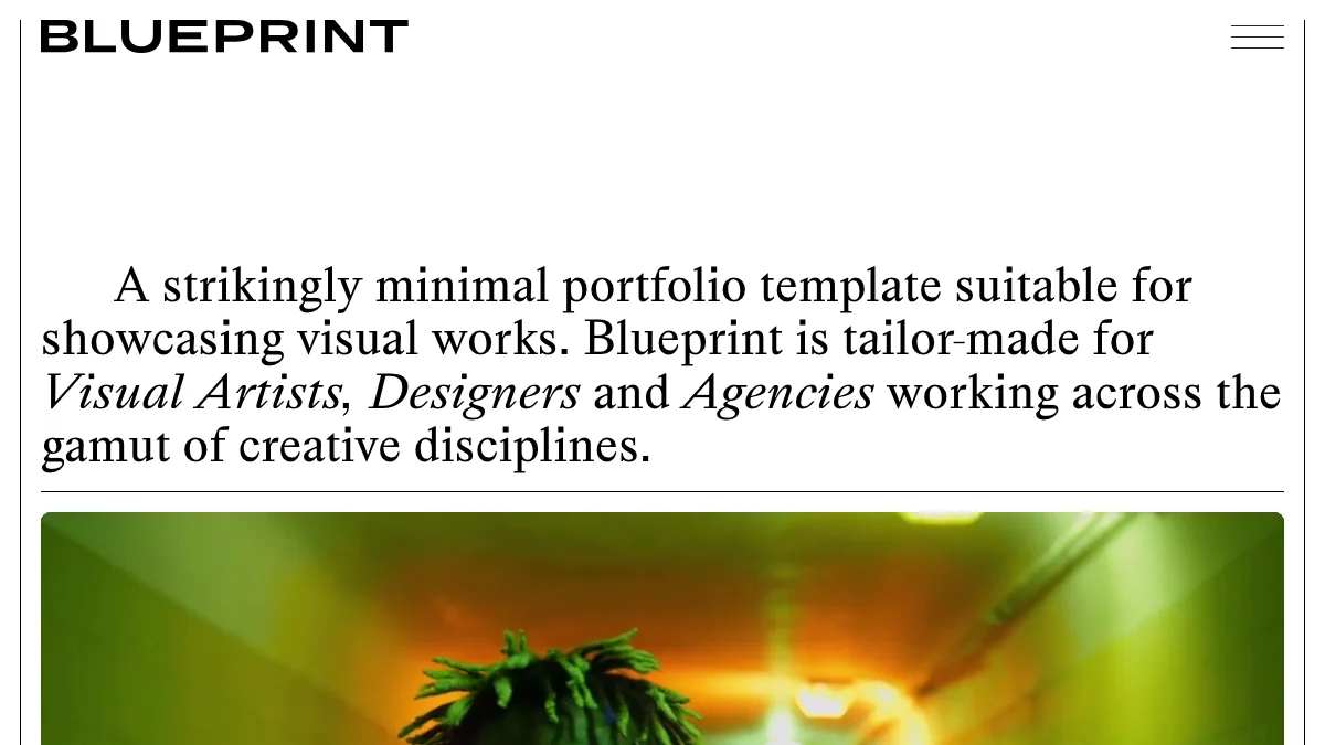 Screenshot of the Blueprint theme homepage