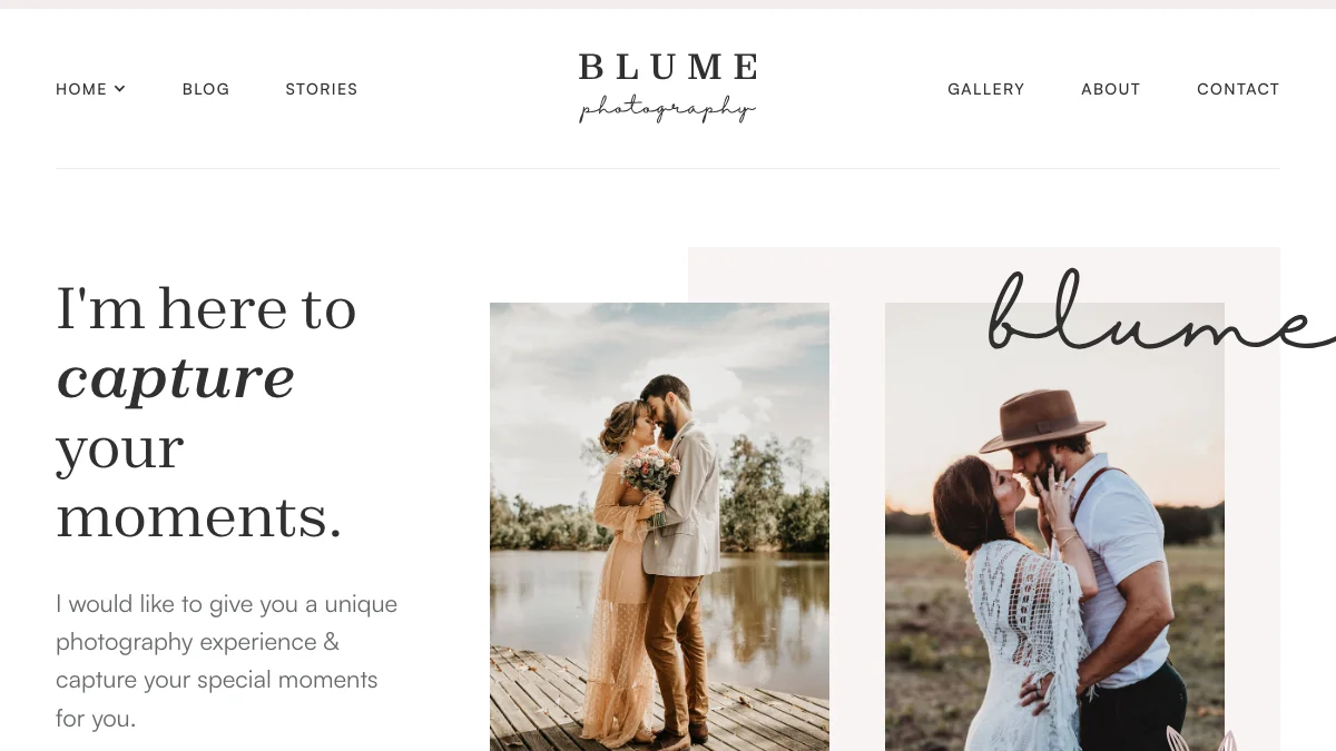 Screenshot of the Blume theme homepage