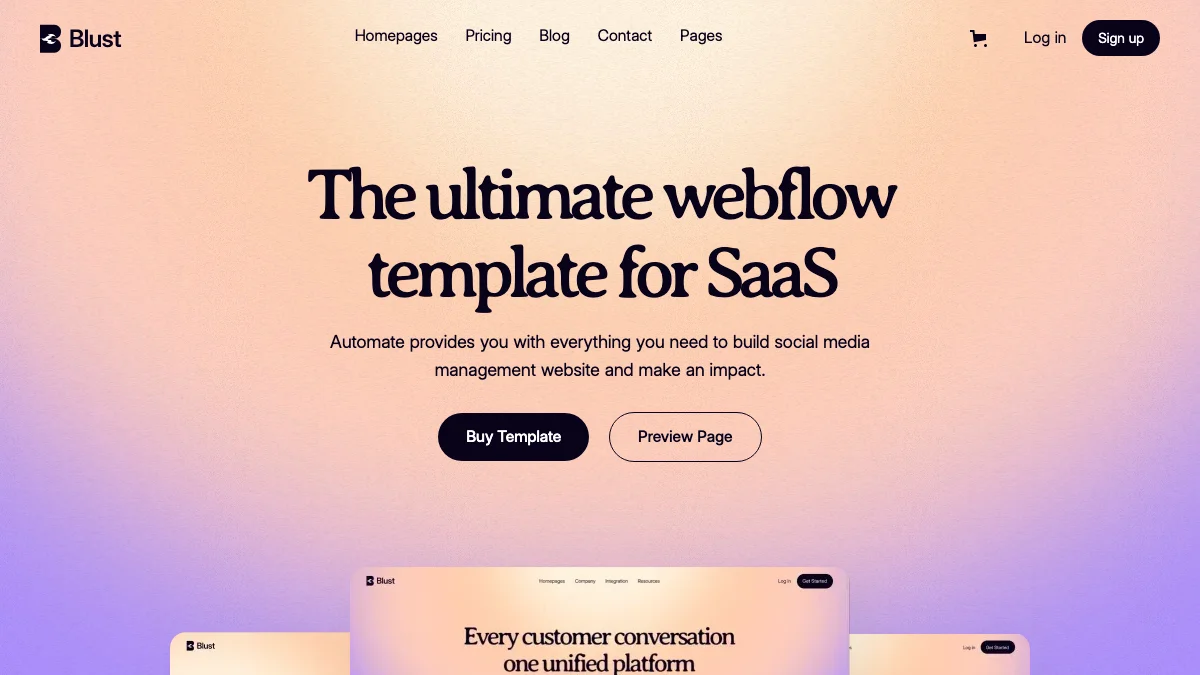 Screenshot of the Blust theme homepage