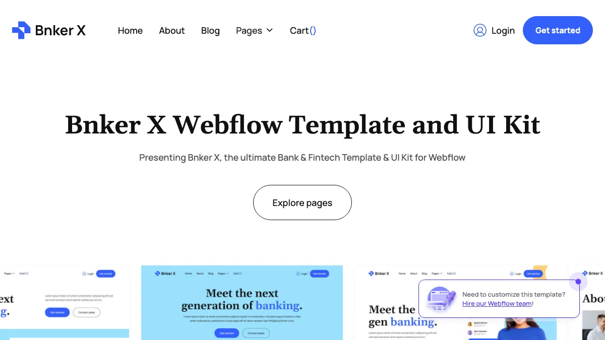 Screenshot of the Bnker X theme homepage