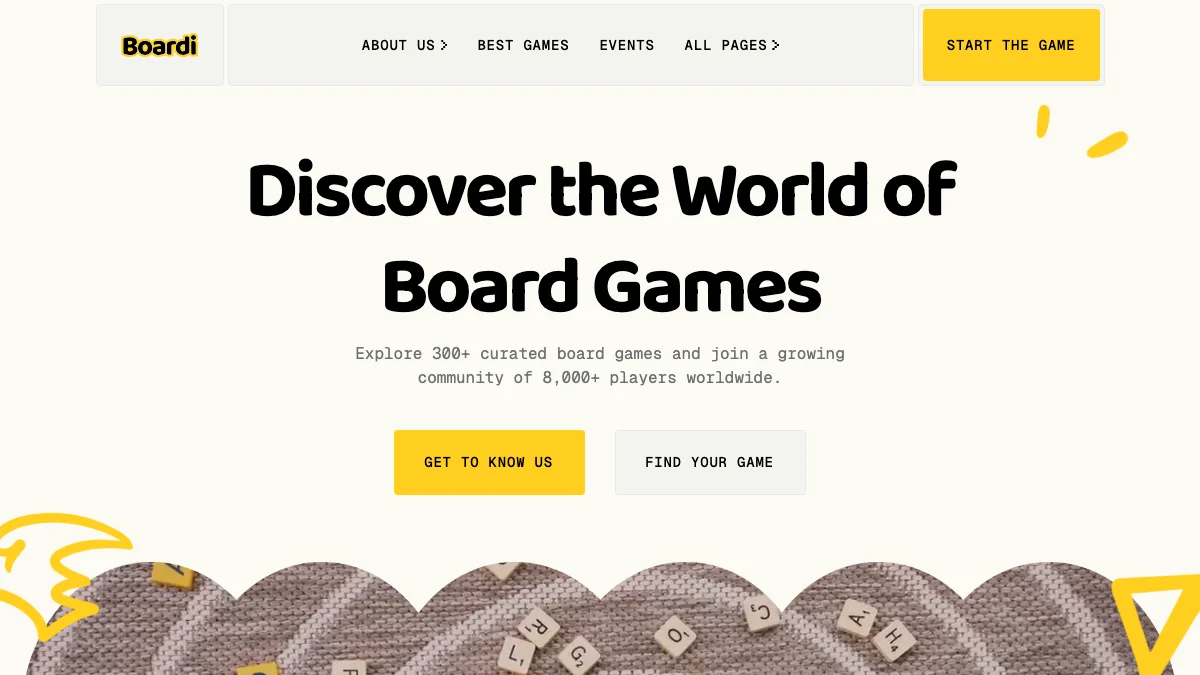 Screenshot of the Boardi theme homepage