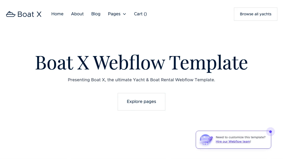 Screenshot of the Boat X theme homepage