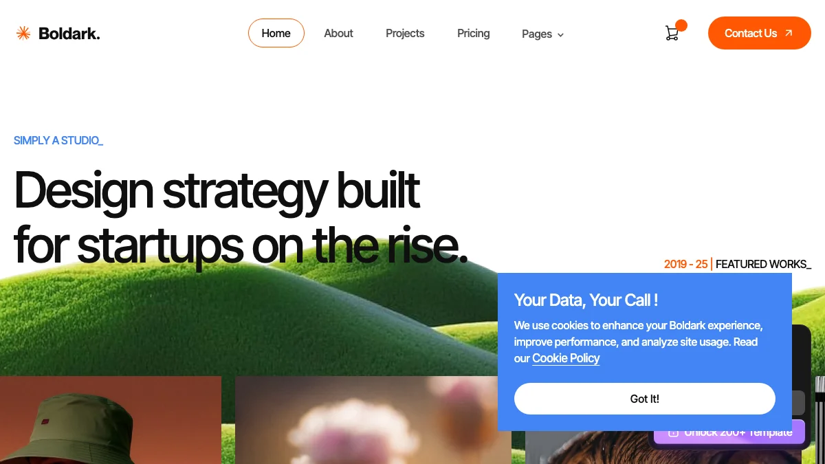 Screenshot of the Boldark theme homepage