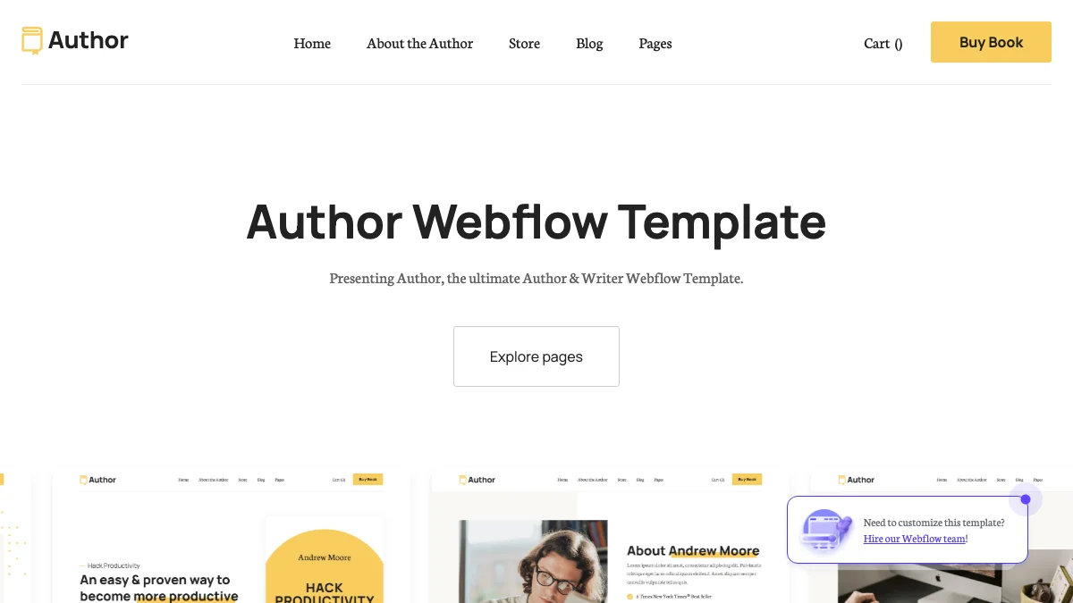 Screenshot of the Book theme homepage