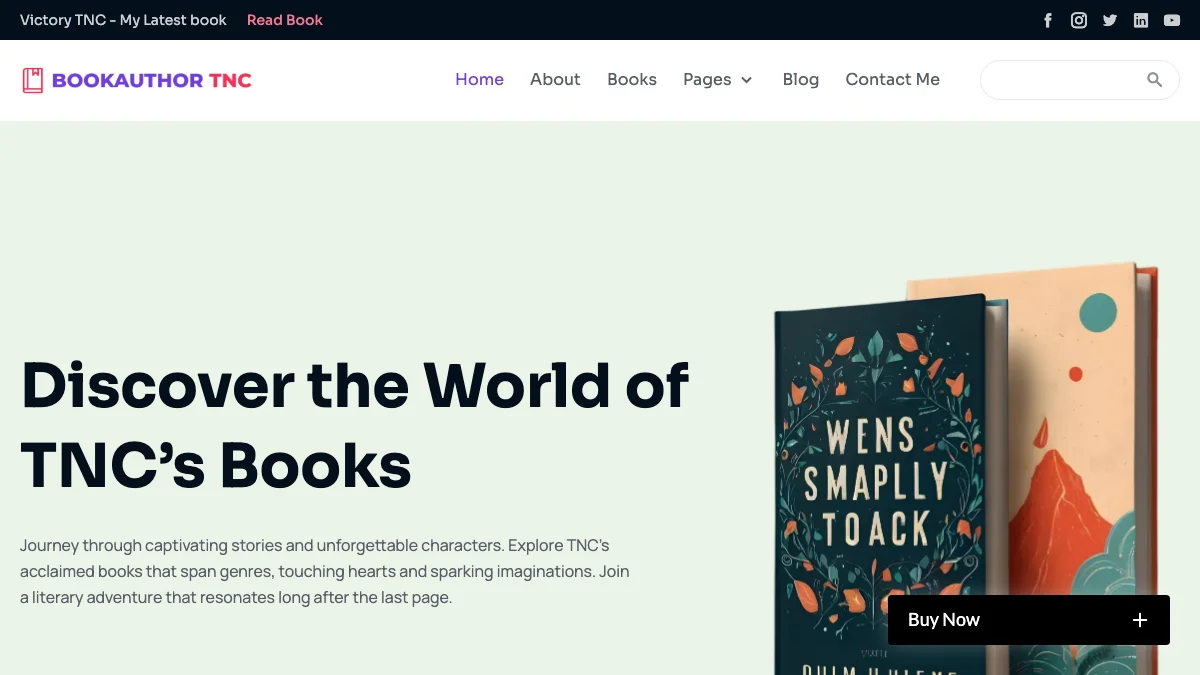 Screenshot of the BookAuthor TNC theme homepage