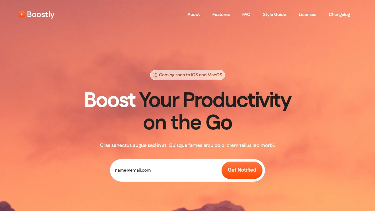 Screenshot of the Boostly theme homepage