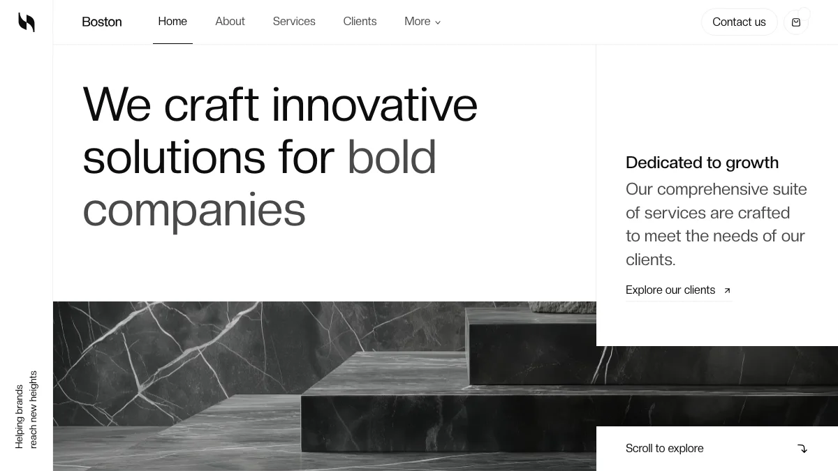 Screenshot of the Boston Studio theme homepage