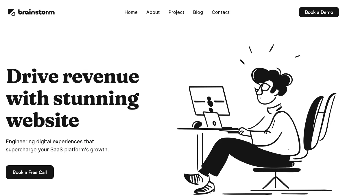 Screenshot of the Brainstorm theme homepage