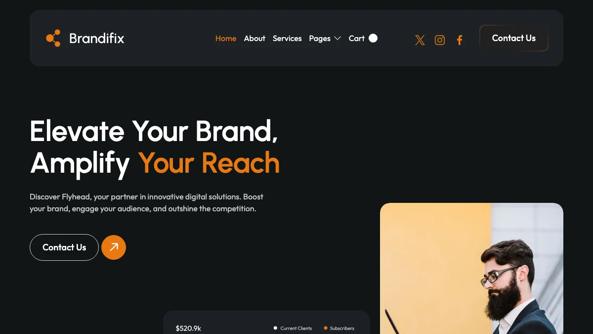 Screenshot of the Brandifix theme homepage