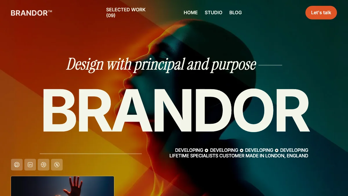 Screenshot of the Brandor Studio theme homepage