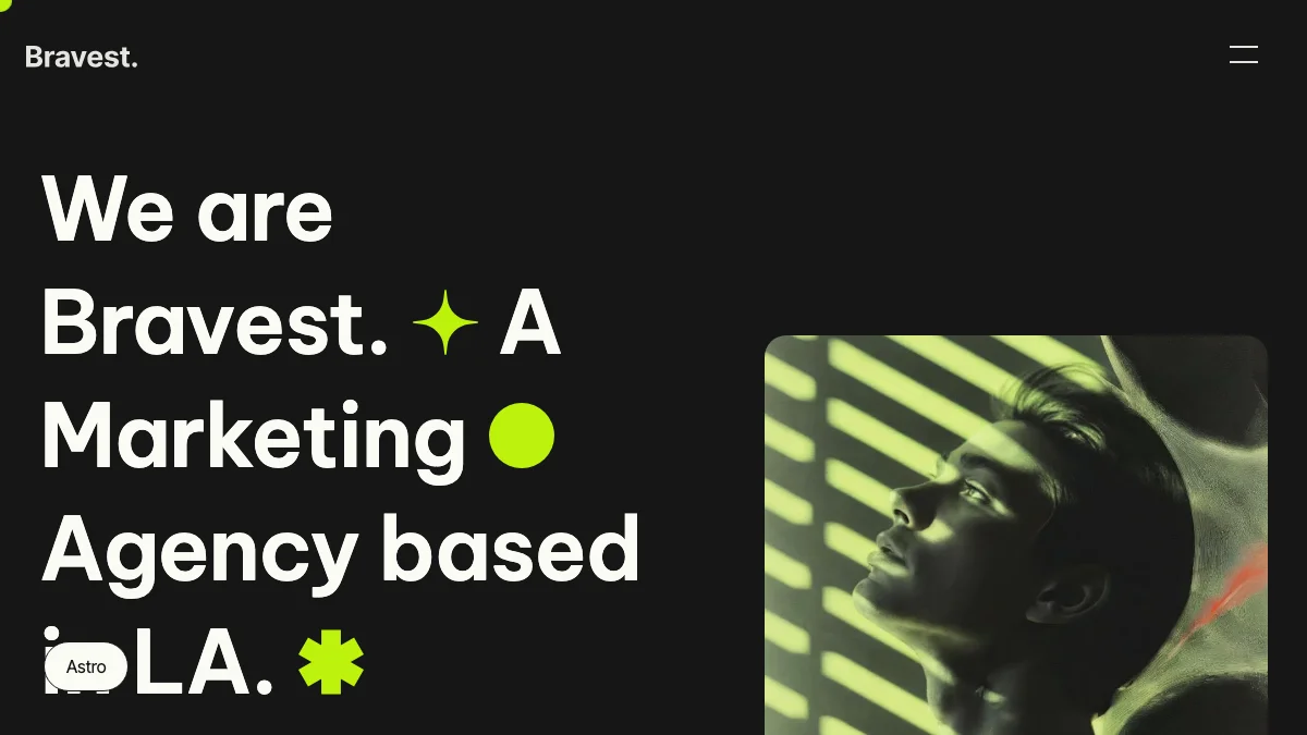 Screenshot of the Bravest theme homepage