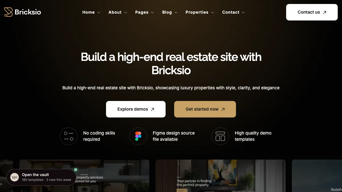 Screenshot of the Bricksio theme homepage