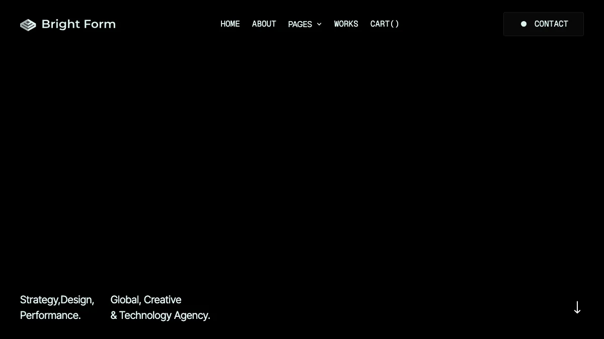 Screenshot of the Bright Form theme homepage