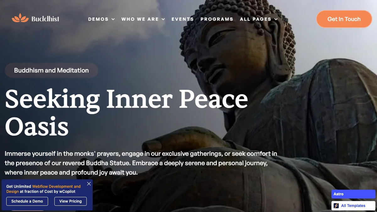 Screenshot of the Buddhist Lite theme homepage