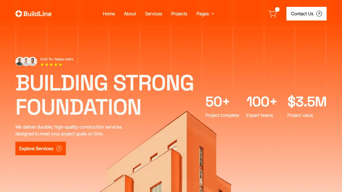 Screenshot of the BuildLine theme homepage