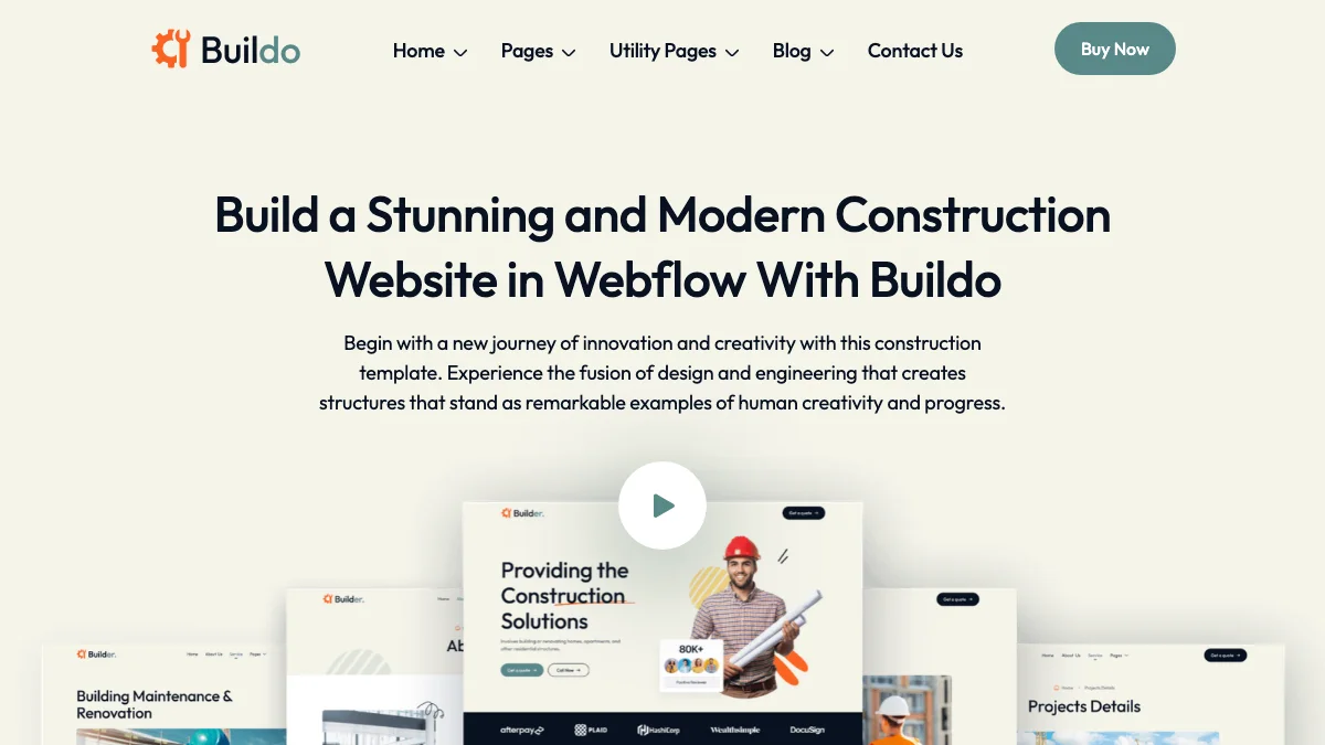 Screenshot of the Buildo theme homepage