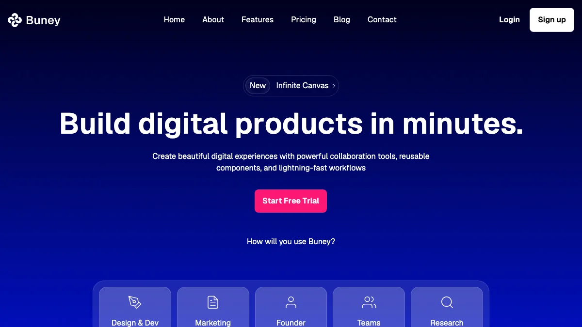 Screenshot of the Buney theme homepage
