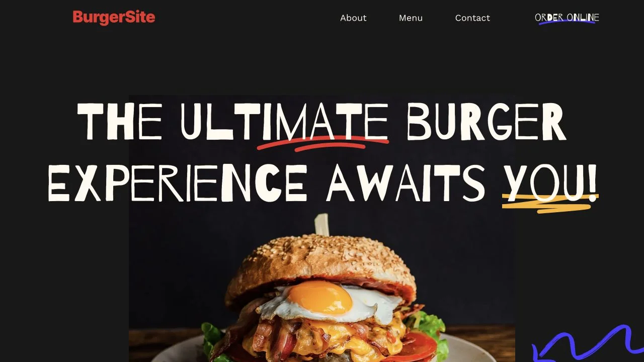 Screenshot of the BurgerSite theme homepage