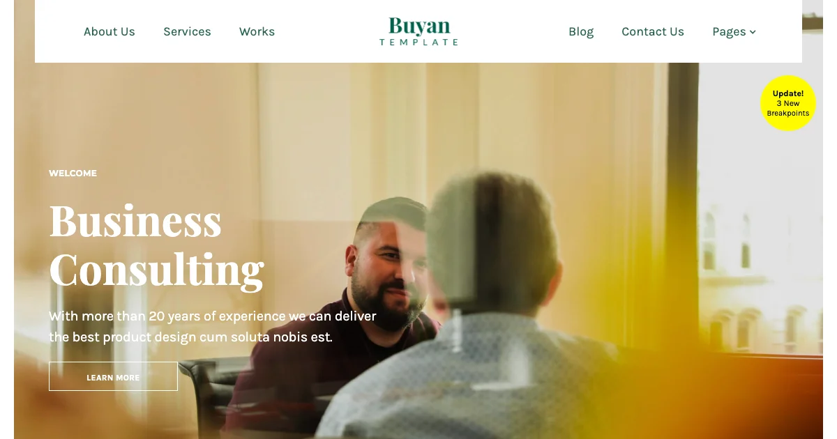 Screenshot of the Buyan theme homepage
