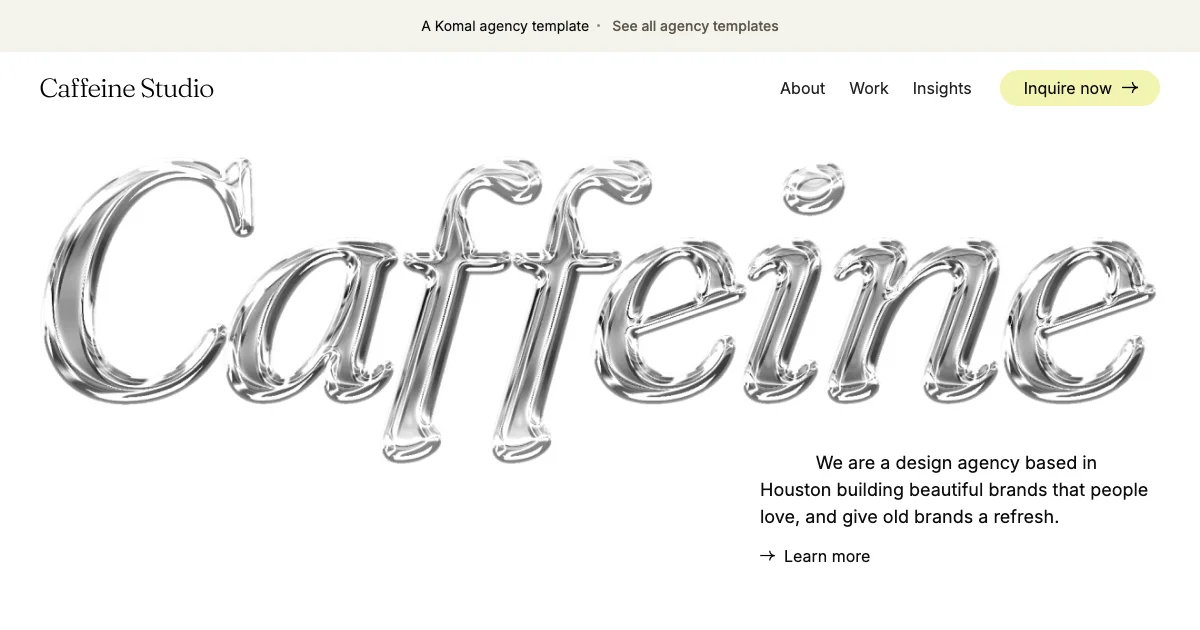 Screenshot of the Caffeine Studio theme homepage