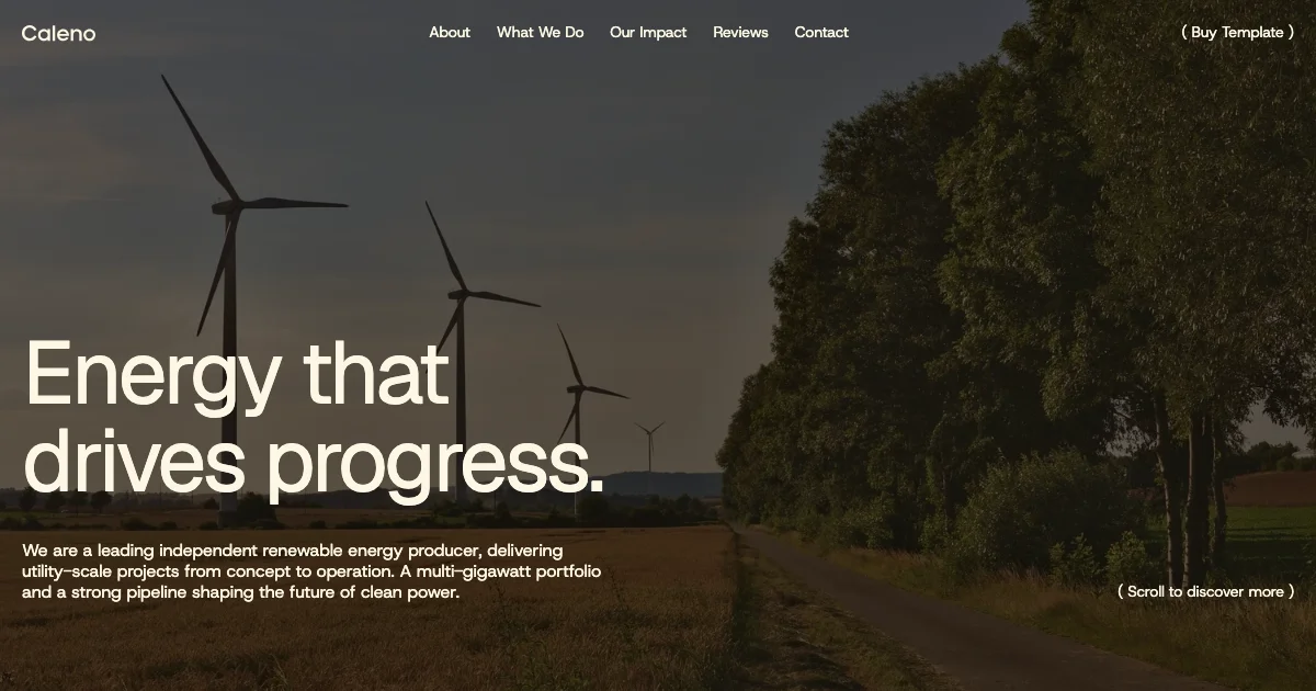 Screenshot of the Caleno theme homepage