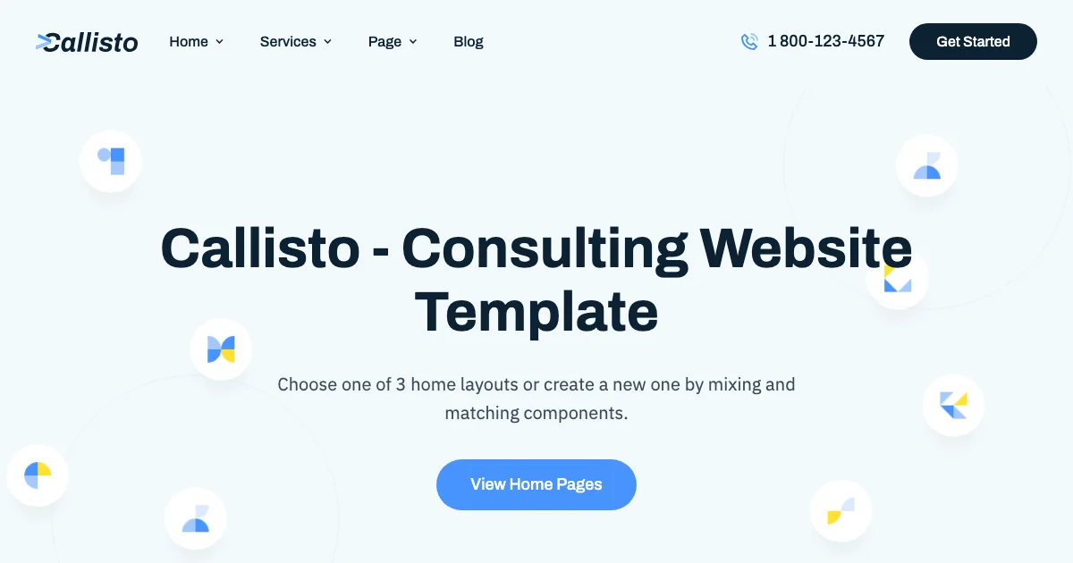 Screenshot of the Callisto theme homepage