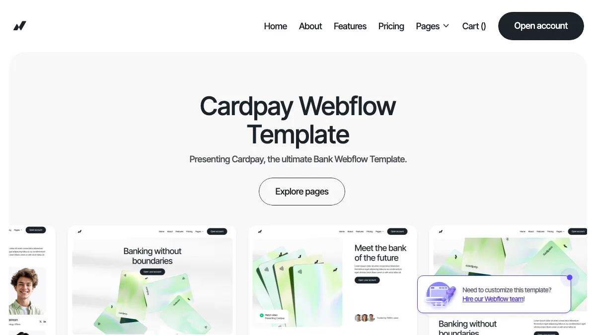 Screenshot of the Cardpay theme homepage