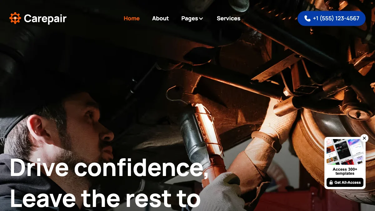 Screenshot of the Carepair theme homepage
