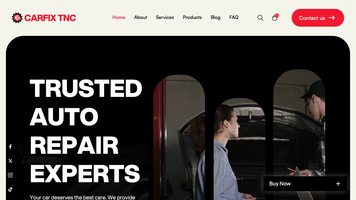 Screenshot of the CARFIX TNC theme homepage