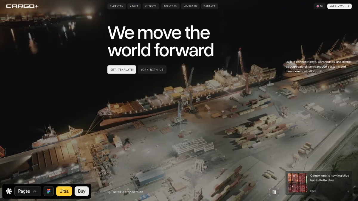 Screenshot of the Cargo+ theme homepage