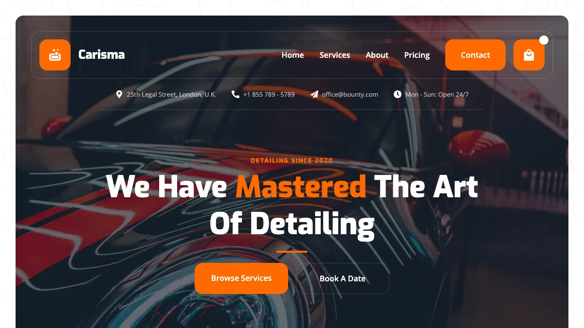 Screenshot of the Carisma theme homepage
