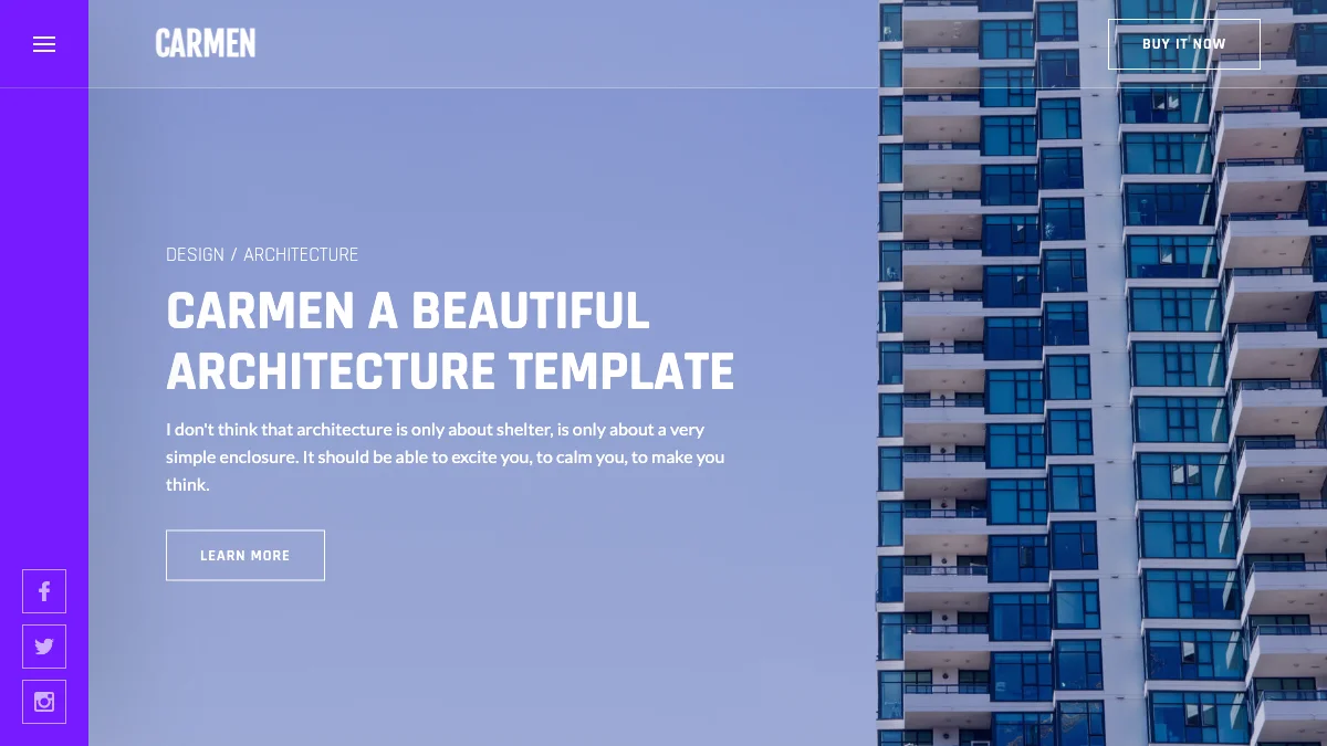 Screenshot of the Carmen theme homepage