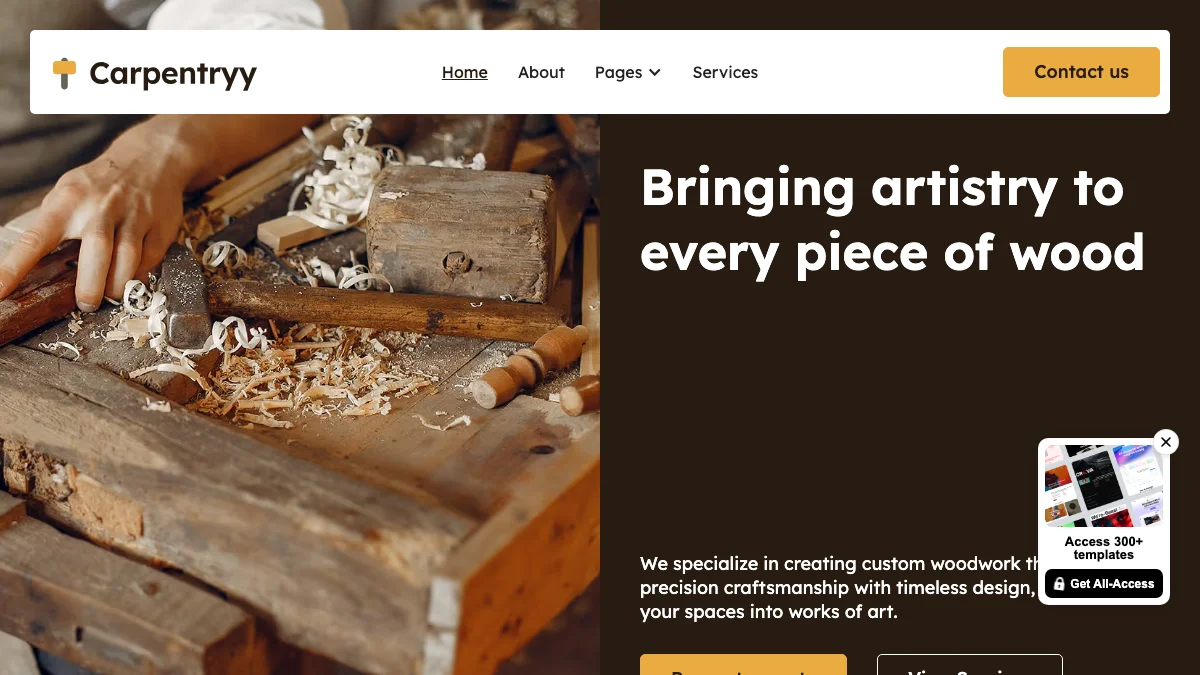 Screenshot of the Carpentryy theme homepage
