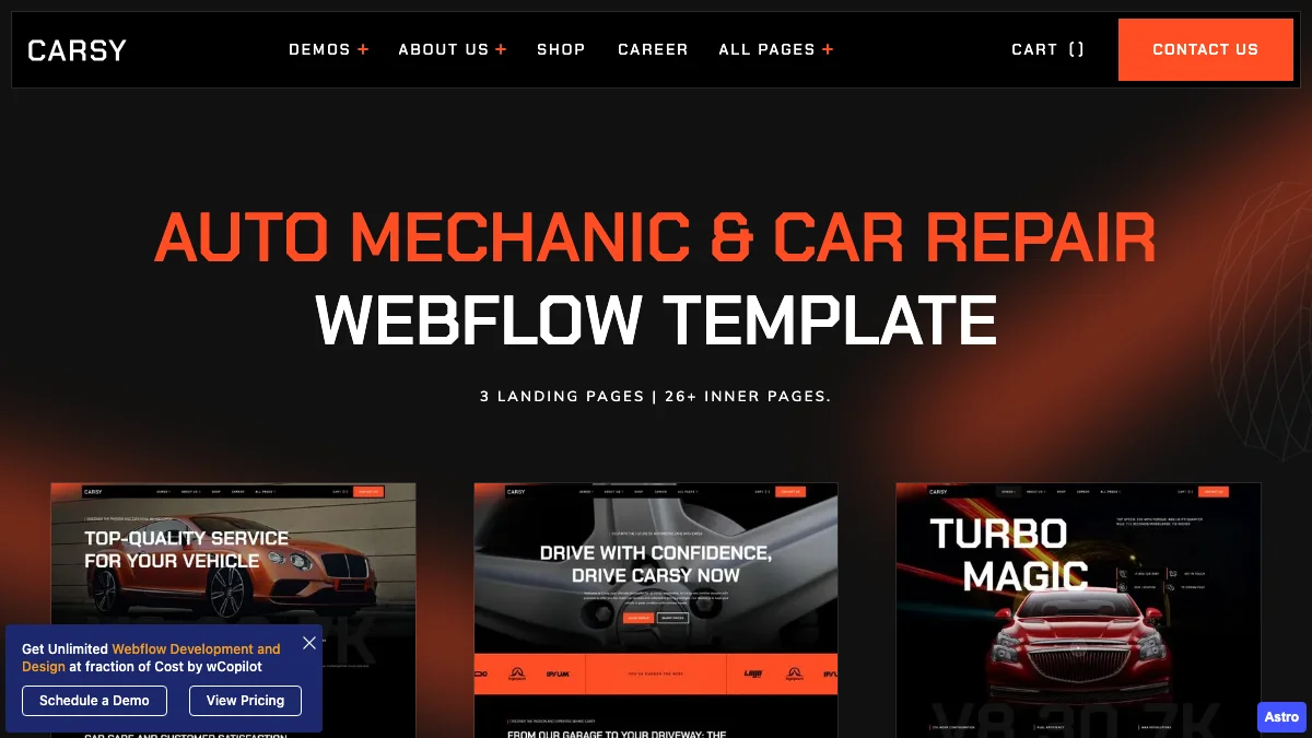 Screenshot of the Carsy theme homepage