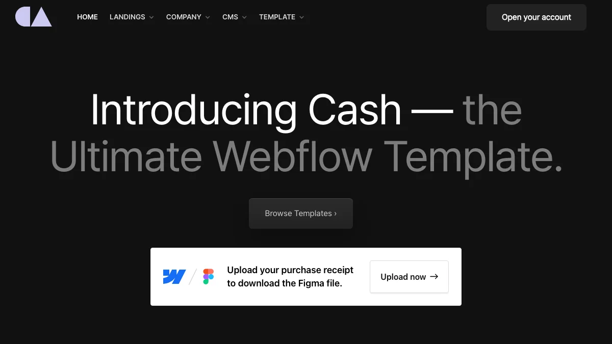 Screenshot of the Cash theme homepage