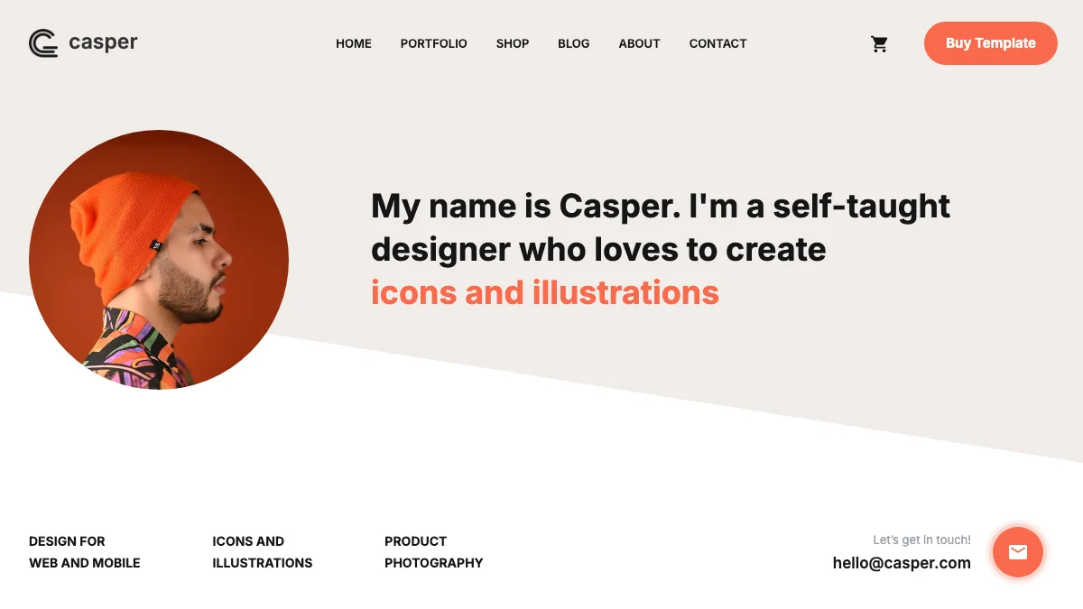 Screenshot of the Casper theme homepage