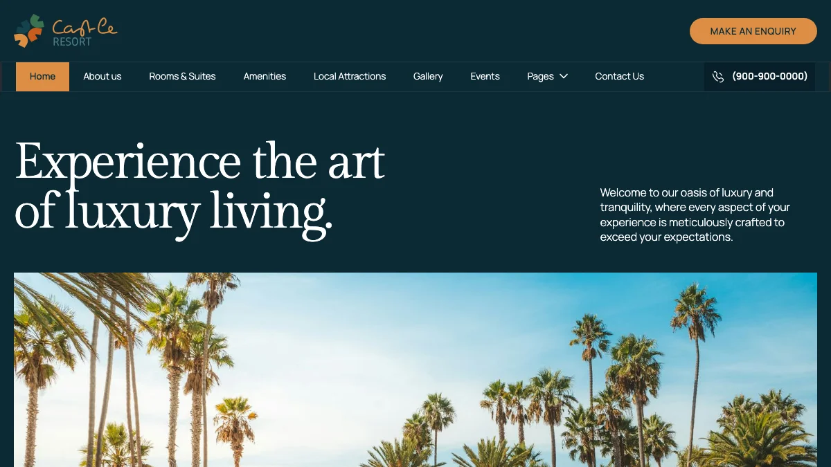 Screenshot of the Castle Resort theme homepage