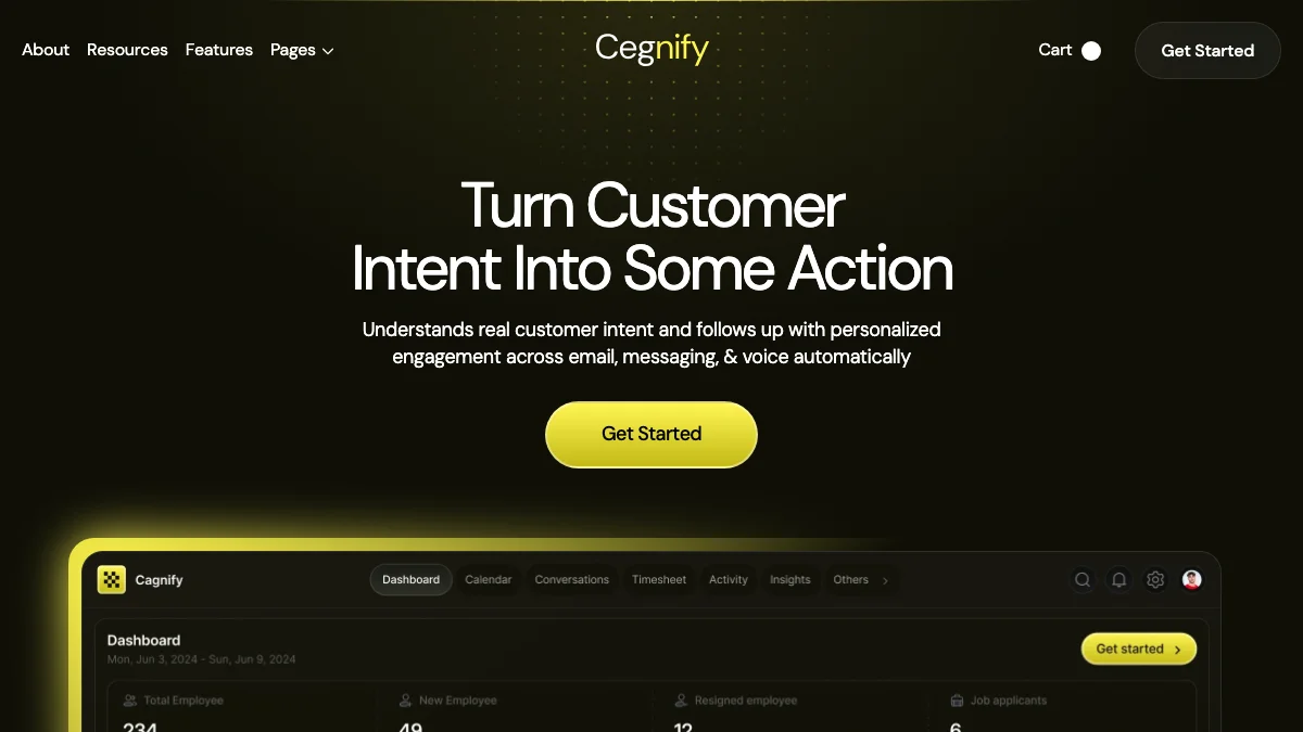 Screenshot of the Cegnify theme homepage