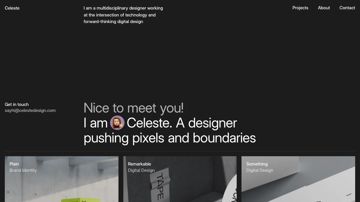 Screenshot of the Celeste theme homepage
