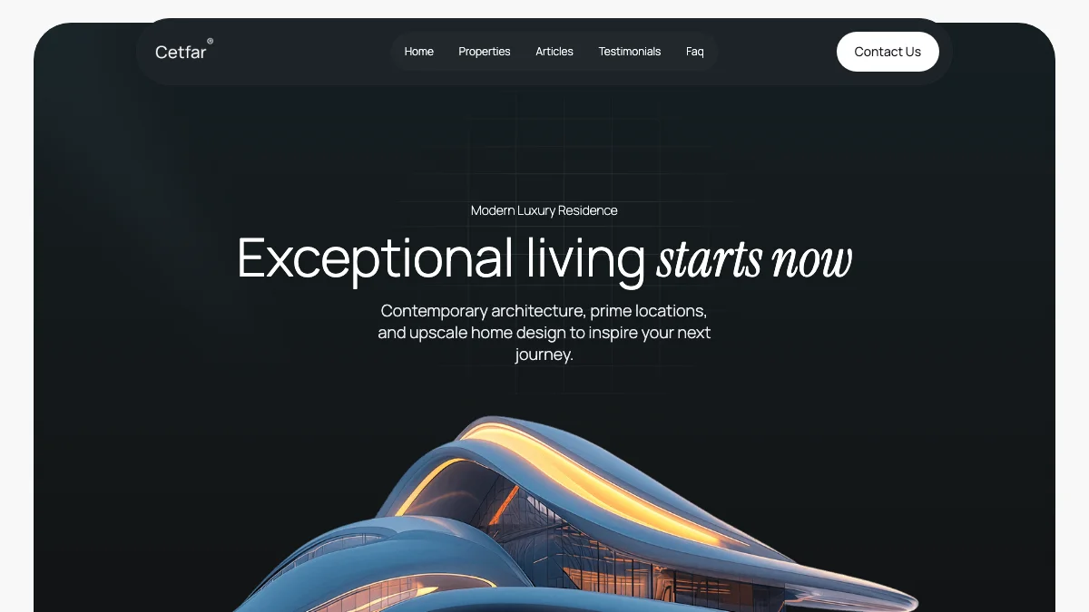 Screenshot of the Cetfar theme homepage