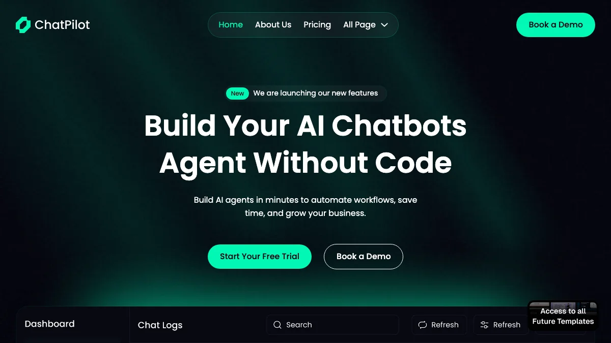 Screenshot of the Chatpilot theme homepage