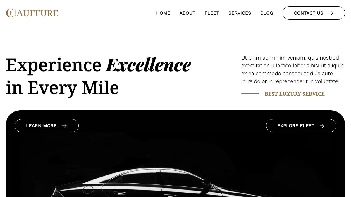 Screenshot of the Chauffure theme homepage