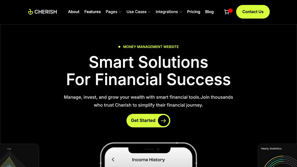 Screenshot of the Cherish theme homepage