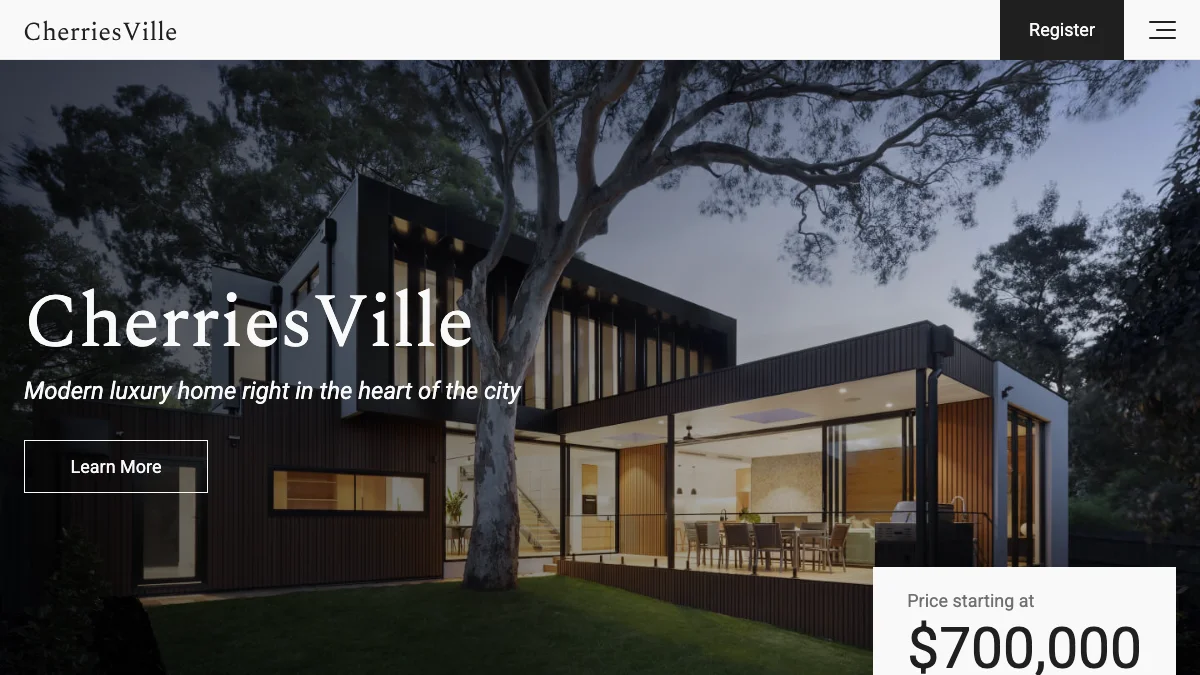 Screenshot of the CherriesVille theme homepage