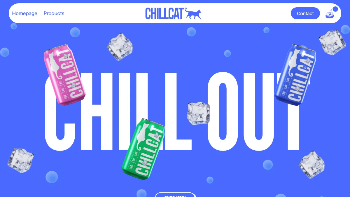 Screenshot of the ChillCat Drinks theme homepage